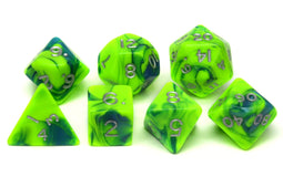 Dobbelstenen Toxic Groen/Blauw 7 PER STUK ! zak