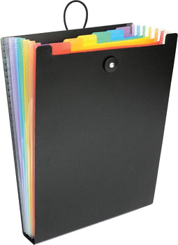 *documententas Viquel zwart A4Speciaal voor rugzakken, 6 vaks assorti kleuren 25x33x3,5cm PP