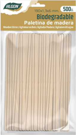 Set van roerstokjes voor koffie Algon Hout 190 x 1,3 x 6 mm 500 Stuks