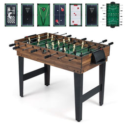 Coast Multifunctionele 10-in-1 Speeltafel Set - Speltafel met 10 Spellen - Bruin/Zwart