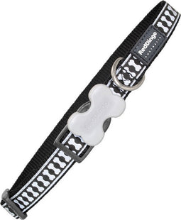 Dog collar Red Dingo Bone Reflective Black (2,5 x 41-63 cm)
