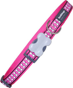 Dog collar Red Dingo Bone Reflective Fuchsia (1,2 x 20-32 cm)