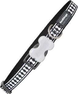 Dog collar Red Dingo Reflective Bones Black (2 x 31-47 cm)
