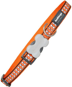 Dog collar Red Dingo Reflective Bones Orange (1,5 x 24-36 cm)