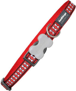 Dog collar Red Dingo Reflective Bones Red (1,5 x 24-36 cm)