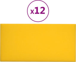 vidaXL - Wandpanelen - 12 - st - 2,16 - m² - 60x30 - cm - fluweel - geel