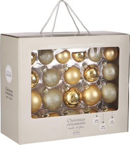 House of Seasons - Kerstballen Set - 42 Stuks - Ø7 cm - Glas - Goud (42 stuks)