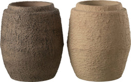 J-Line bloempot - keramiek - taupe/bruin - large - Ø 23.50 cm - 2 stuks