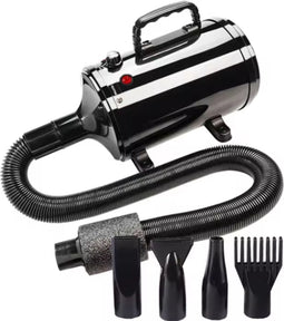 Dokx - Professionele Hondenfohn - Waterblazer voor Honden - Hondenfohn met 4 Opzetstukken - 2800W Verstelbaar Vermogen - Zwart