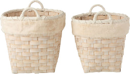 J-Line mand Rechthoekig - imitatiebont/rotan - naturel/beige - set van 2