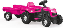 Dolu Eenhoorn Traptractor met Aanhanger Roze/Zwart