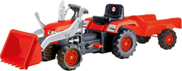 Dolu Traptractor Met Aanhanger & Voorlader Rood/zwart