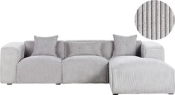DOLVA - Hoekbank 3-zits - Lichtgrijs - Linkerzijde - Corduroy