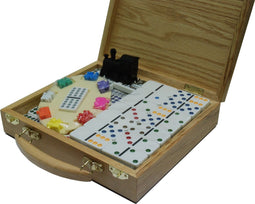 Domino dubbel 12 Mexican Train in houten kist
