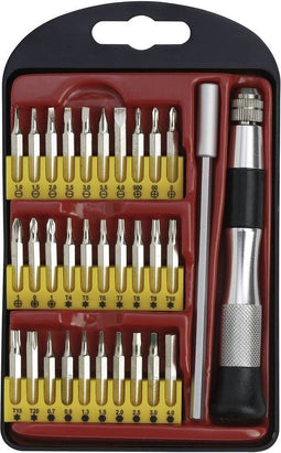 Donau Elektronik 821797 Bitset 30-delig Plat, Kruiskop Phillips, Kruiskop Pozidriv, Inbus, T-profiel