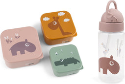 Done by Deer Friends SET drinkbeker met rietje + 3 snackdoosjes - Ozzo Powder/Powder mix