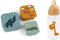Done by Deer Friends SET drinkbeker met rietje + 3 snackdoosjes - Raffi Mustard/Blue Mix