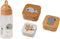 Done by Deer Friends SET drinkbeker met rietje + 3 snackdoosjes - Mustard/Grey