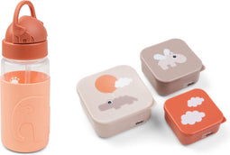 Done by Deer Friends SET drinkbeker met rietje + 3 snackdoosjes - Happy Clouds Powder/Elphee Papaya