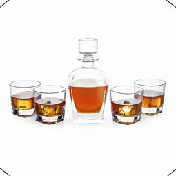Donella Whiskey Set handgeblazen - 1 Whiskey Decanteer Karaf met 4 Whiskeyglazen - Loodvrij Kristal glas - VDN