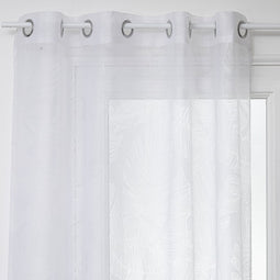 Doorschijnend gordijn Devo bladpatroon - 140 x 240 cm - Wit