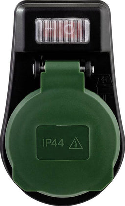 Doorvoerstekker met schakelaar - IP44 - aa/uit knop - max. 3680 Watt