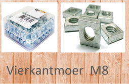 Doos a 100 vierkantmoeren m8