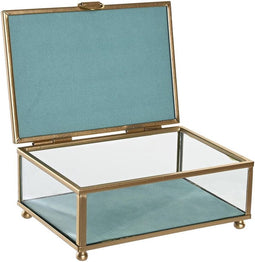 Doos-Juwelenkistje DKD Home Decor 15 x 10 x 6 cm Kristal Turkoois Hemelsblauw Ijzer (2 Stuks)