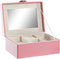 Doos-Juwelenkistje DKD Home Decor Roze PU Hout MDF (17 x 13 x 8,5 cm)