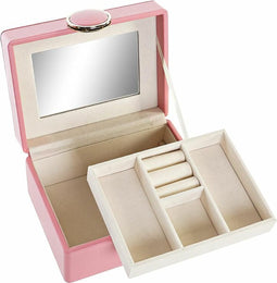 Doos-Juwelenkistje DKD Home Decor Roze PU Hout MDF (23 x 17 x 10 cm)