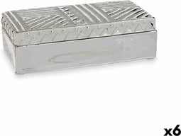 Doos-Juwelenkistje Zilverkleurig Keramisch 10,2 x 6,3 x 20,5 cm (6 Stuks)