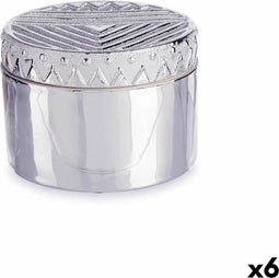 Doos-Juwelenkistje Zilverkleurig Keramisch 13,5 x 9,5 x 13,5 cm (6 Stuks)