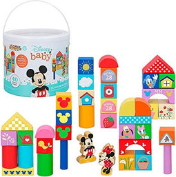 Doos met Bouwblokken Mickey Mouse Hout (40 pcs)