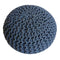 SVJ Poefs Rond - 55 x 55 x 37 cm - Katoen - Grijs/Blauw - Set van 2