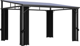 vidaXL - Prieel - met - gordijn - 405x294x244 - cm - antraciet