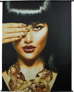 Wants&Needs - Wanddoek - schilderij - wandkleed - wandversiering - Cleopatra - fluweel - Velvet - Goud - zwart - 140 X 170 cm