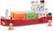 New Classic Toys - Containerboot met 4 Containers - Haven Lijn - 60 x 19 x 27,5 cm