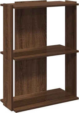 vidaXL - Boekenkast - 3-laags - 60x30x80 - cm - bewerkt - hout - bruin - eikenkleur