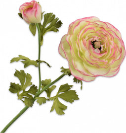 Silk-ka Kunstbloem-Zijden Bloem Ranonkel Steel Roze-Groen 63 cm Voordeelaanbod Per 2 Stuks