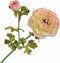 Silk-ka Kunstbloem-Zijden Bloem Ranonkel Steel Roze-Groen 63 cm Voordeelaanbod Per 2 Stuks