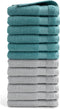 DoubleDry Handdoek Hotel Collectie - 12 stuks - 50x100 - 6x denim blauw & 6x licht grijs