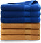 DoubleDry Handdoek Hotel Collectie - set van 6 stuks - 70x140 - 3x oker geel & 3x klassiek blauw