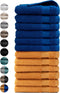 DoubleDry Handdoeken Set 50 x 100 cm - 12 stuks - 100% zacht katoen 500 g/m2 - 6x Okergeel & 6x Klassiek Blauw