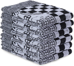 DoubleDry Luxe Keukendoeken Set - 6 Stuks - 50x50 cm - 100% Katoen - Hoge Absorptie & Duurzaam - Herenhuis - Zwart