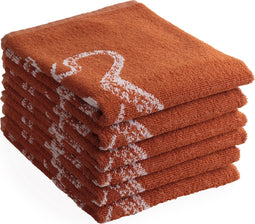 DoubleDry Luxe Keukendoeken Set - 6 Stuks - 50x50 cm - 100% Katoen - Hoge Absorptie & Duurzaam - Oceaan - Terracotta