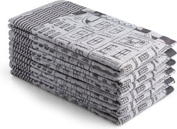 DoubleDry Luxe Theedoeken Set - 6 Stuks - 50x70 cm - 100% Katoen - Hoge Absorptie & Duurzaam - Herenhuis - Zwart