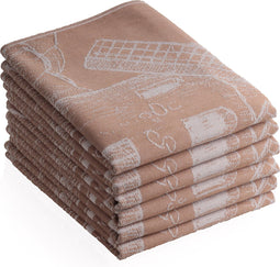 DoubleDry Luxe Theedoeken Set - 6 Stuks - 50x70 cm - 100% Katoen - Hoge Absorptie & Duurzaam - Molen - Bruin