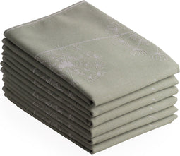 DoubleDry Luxe Theedoeken Set - 6 Stuks - 50x70 cm - 100% Katoen - Hoge Absorptie & Duurzaam - Dandelion - Oud Groen