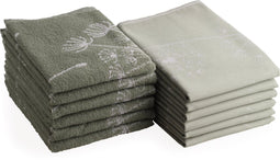 DoubleDry Theedoeken en Keukendoeken Set - 12 Stuks - 100% Katoen - Hoge Absorptie & Duurzaam - Dandelion, Groen
