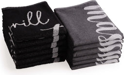 DoubleDry Theedoeken en Keukendoeken Set - 12 Stuks - Jacquard Geweven - Hoogwaardig Katoen - Hoge Absorptie - Grill Master-Zwart